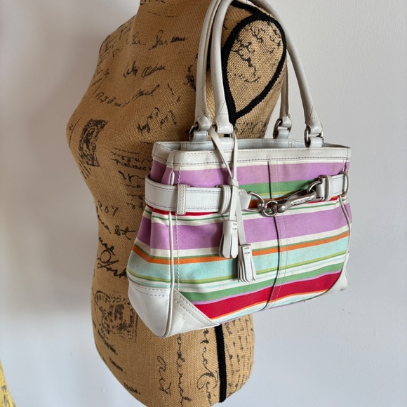 Vintage Stripe Coach Handbag & wristlet - Picture 3 of 8